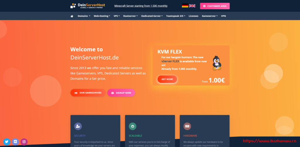 【黑五】DeinServerHost：€20/月/I3-6100/16GB内存/2TB硬盘/30TB流量/1Gbps端口/DDOS/KVM/德国-博悦天下