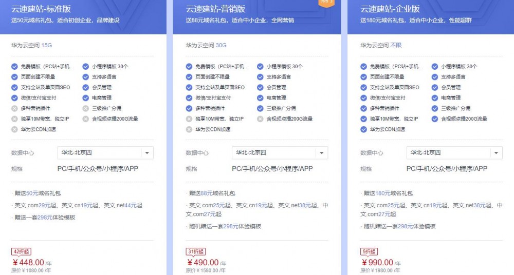 华为云:香港/北京/上海/广州等云速建站,不限流量,8GB空间,年付298元 华为云:香港/北京/上海/广州等云速建站,不限流量,8GB空间,年付298元