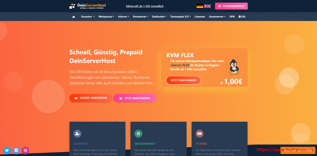 DeinServerHost德国VPS：有大硬盘存储型VPS，Windows VPS，KVM NVMe vServer VPS，3€/月起-博悦天下