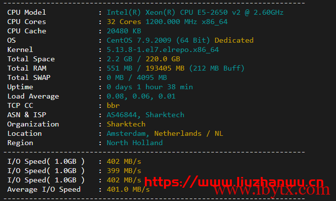 sharktech:荷兰机房1Gbps带宽不限流量服务器简单测评