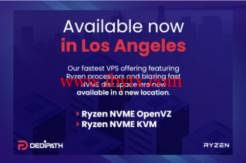 DediPath：洛杉矶机房，新上Ryzen NVME VPS，1核/512M内存/10G NVME硬盘/1TB流量/1Gbps带宽，$44.00/年-博悦天下