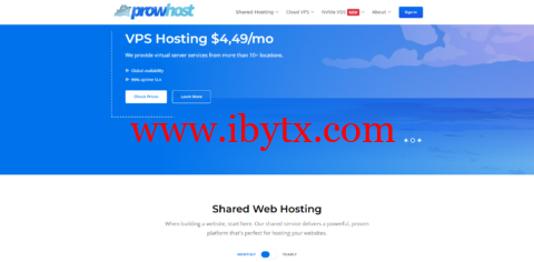 prowhost：美国便宜vps，首月85折，1核/1G内存/25G硬盘/1TB流量，$9.99/月，可选纽约/旧金山/多伦多/班加罗尔机房-博悦天下