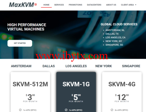 #迁移完成#MaxKVM：AMD EPYC 7702p *1核 /1GB内存/30GB NVMe硬盘/1TB流量/10Gbps带宽，$2.49/月起，可选新加坡/洛杉矶/达拉斯/纽约/荷兰机房-博悦天下