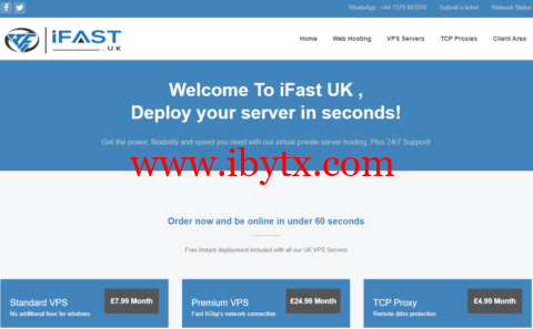 ifast.uk：英国vps，首月5折优惠，1核/1G内存/30G SSD硬盘/1TB流量/2Gbps带宽，£3.99/月起-博悦天下
