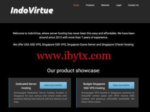 IndoVirtue：新加坡机房独立服务器，Intel Atom N3710/8GB内存/200GB SSD/100Mbps不限流量或1Gbps带宽10GB流量，$45/月-博悦天下