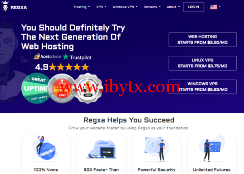 REGXA：全场VPS/共享主机，5折优惠，1核/1G内存/15gNVMe/1Gbps带宽，$2.5/月起，可选windows-博悦天下