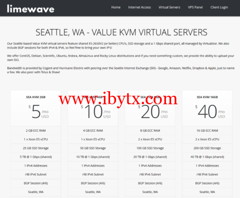 Limewave：西雅图vps，AMD RYZEN9 3900X/512MB/25G SSD/1TB/1Gbps带宽，$16.82/年-博悦天下