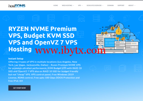 Hosteons：便宜vps，1核/256MB/10GB/2TB@10Gbps，$12/年起，可选洛杉矶/波特兰/盐湖城等9个机房-博悦天下