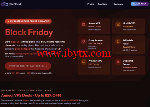 #黑五#Rarecloud：全场VPS，年付低至1.8折/月付4.5折，€10.9/年起，日本/美国/英国/罗马尼亚等机房-博悦天下